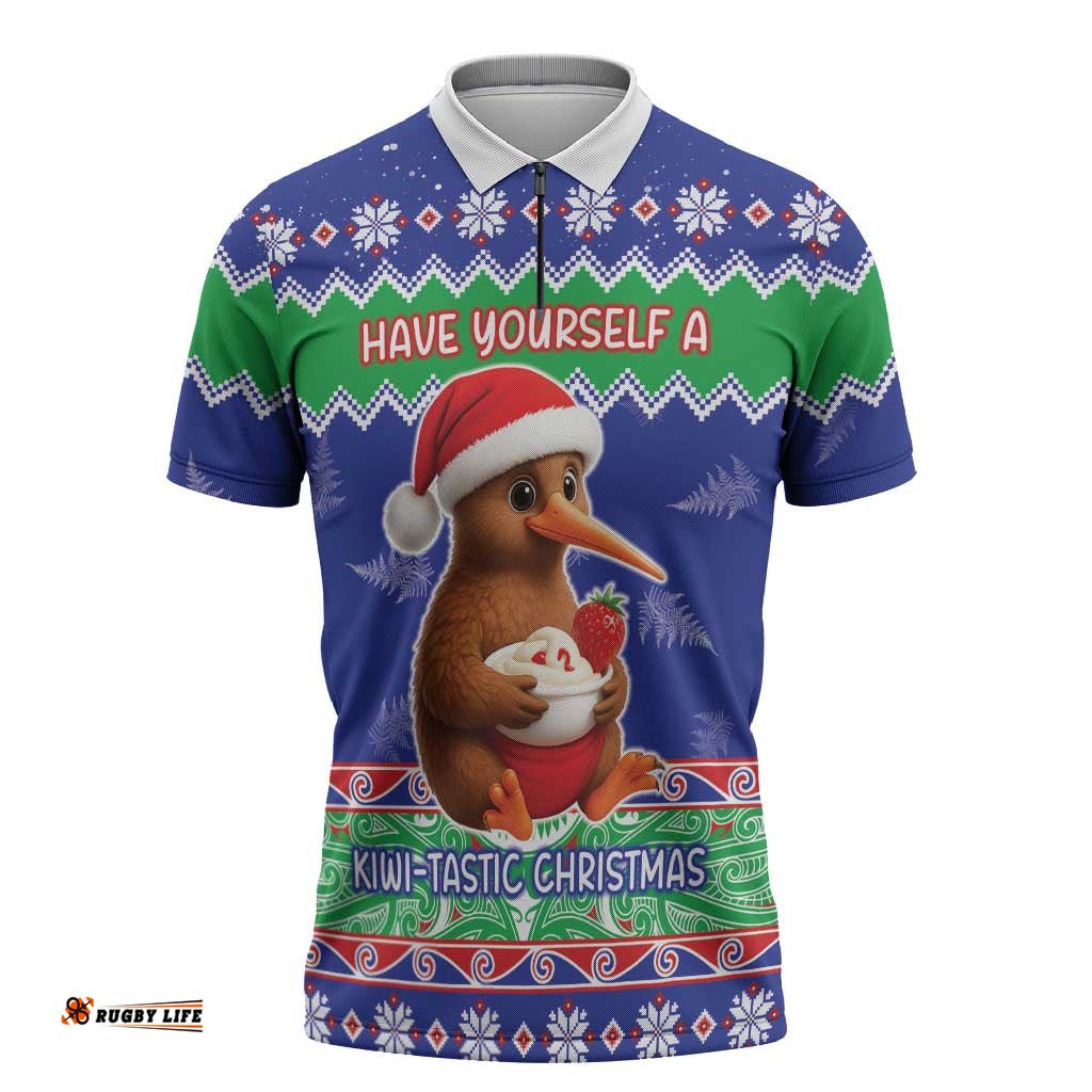 New Zealand Christmas Zipper Polo Shirt Have Yourself A Kiwi-tastic Christmas LT05