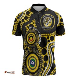 Richmond NAIDOC Week 2026 Personalised Zipper Polo Shirt 50 Years of Deadly Aboriginal Art LT14