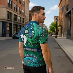 Torres Strait Islands Zipper Polo Shirt Dhari Emblem Vibrant Teal Indigenous TS04