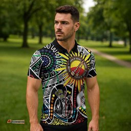 NAIDOC 50 Years of Deadly Personalised Zipper Polo Shirt Aboriginal Dot Art LT9