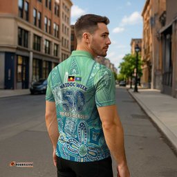 NAIDOC Week - 50 Years Deadly Torres Strait Zipper Polo Shirt Pastel Waves LT7