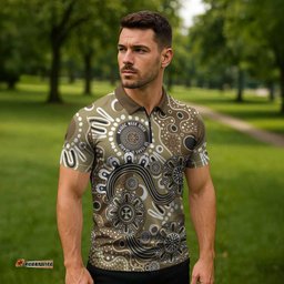 Personalised NAIDOC Week 50 Years Deadly Always Zipper Polo Shirt Brown Aboriginal Artwork Dot Painting LT9