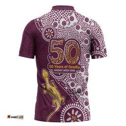 Manly Warringah Sea Eagles NAIDOC Week 2026 Zipper Polo Shirt Aboriginal Lizard Dot Painting - 50 Years of Deadly TS04