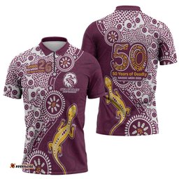 Manly Warringah Sea Eagles NAIDOC Week 2026 Zipper Polo Shirt Aboriginal Lizard Dot Painting - 50 Years of Deadly TS04