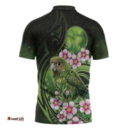 New Zealand Aotearoa Kakapo Zipper Polo Shirt Maori Pattern With Manuka Galaxy Style LT05