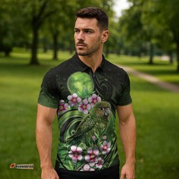 New Zealand Aotearoa Kakapo Zipper Polo Shirt Maori Pattern With Manuka Galaxy Style LT05