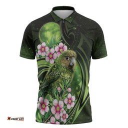 New Zealand Aotearoa Kakapo Zipper Polo Shirt Maori Pattern With Manuka Galaxy Style LT05