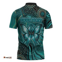 Personalised Ovarian Cancer Awareness Zipper Polo Shirt This Is What A Fighter Looks Like DT05