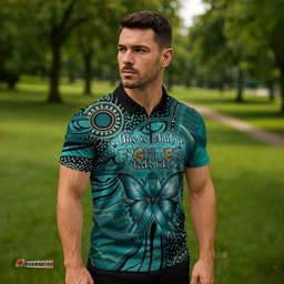 Personalised Ovarian Cancer Awareness Zipper Polo Shirt This Is What A Fighter Looks Like DT05