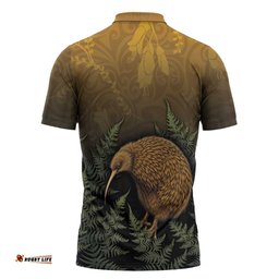 New Zealand Kiwi Bird Zipper Polo Shirt Silver Fern Mix Maori Pattern LT05