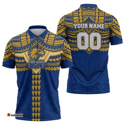 Personalized West Coast Eagles Zipper Polo Shirt Polynesian Tribal Pattern Heritage Football TS04