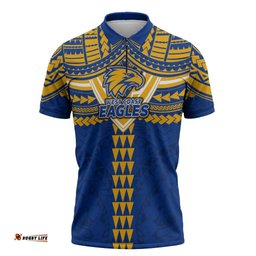 Personalized West Coast Eagles Zipper Polo Shirt Polynesian Tribal Pattern Heritage Football TS04