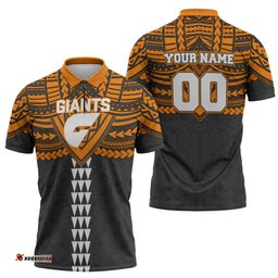 Personalized GWS Giants Zipper Polo Shirt Polynesian Tribal Pattern Heritage Football TS04