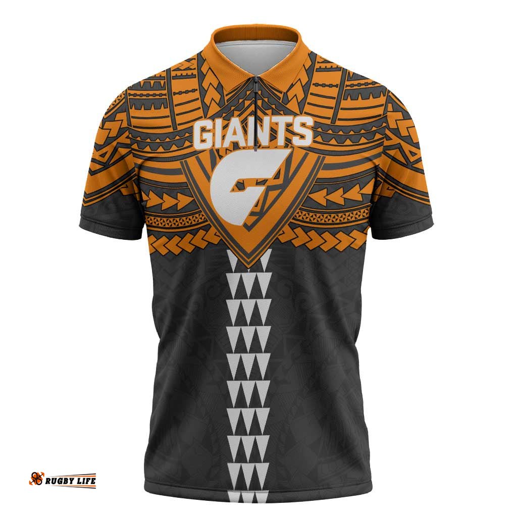 Personalized GWS Giants Zipper Polo Shirt Polynesian Tribal Pattern Heritage Football TS04