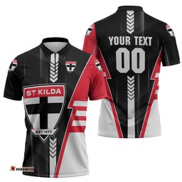 Personalized St Kilda Saints Zipper Polo Shirt Modern Geometric Sports Graphic Style TS04