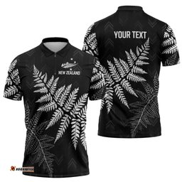 New Zealand Lawn Bowls Personalized Zipper Polo Shirt Wrap-Around Silver Fern LT7