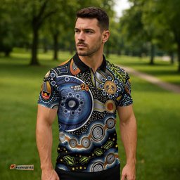NAIDOC Deadly 50 Years Zipper Polo Shirt Aboriginal and Torres Strait Islander LT9