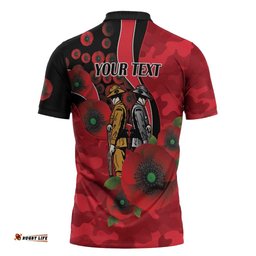 St Saints ANZAC Personalised Zipper Polo Shirt Lest We Forget Poppy Camo LT9