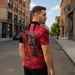 St Saints ANZAC Personalised Zipper Polo Shirt Lest We Forget Poppy Camo LT9