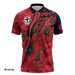 St Saints ANZAC Personalised Zipper Polo Shirt Lest We Forget Poppy Camo LT9