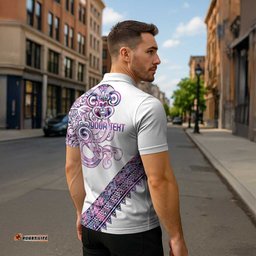 Mawhero Paua shell Kowhaiwhai Taniko Personalised Zipper Polo Shirt Taniwha Maori Tribal Style LT9