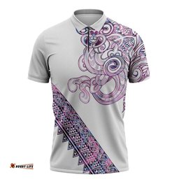 Mawhero Paua shell Kowhaiwhai Taniko Personalised Zipper Polo Shirt Taniwha Maori Tribal Style LT9