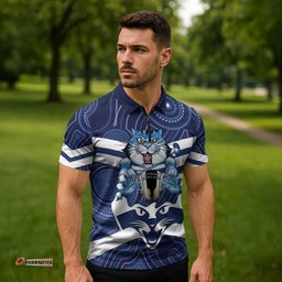 AFL Cats Football Personalised Zipper Polo Shirt Final Geelong Premiers Trophy Aboriginal LT14