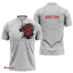 New Zealand Maori Heart Tribal Personalised Zipper Polo Shirt Polynesian Patterns LT9