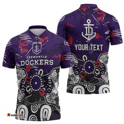 Personalized Fremantle Dockers Zipper Polo Shirt Aboriginal Dot Painting Graffiti Style TS04