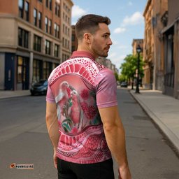 Indigenous Pink Galah Australia Zipper Polo Shirt Australian Hakea Aboriginal Art Proud LT14
