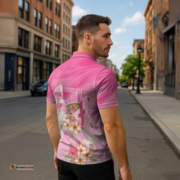 Personalised I Wear Pink For The Fight Zipper Polo Shirt Australian Breast Cancer Spirit LT9