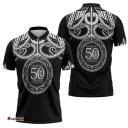 Kia Kaha Te Reo Maori New Zealand Zipper Polo Shirt 50th Anniversary Ake Ake Ake LT14