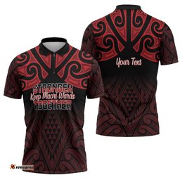 Personalised Keep Maori Wards New Zealand Zipper Polo Shirt Stronger Together Aotearoa Taniko LT14