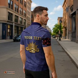 Personalised ANZAC Day Zipper Polo Shirt Poppy Flowers Ripped Fabric Effect DT05