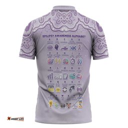 Personalised Epilepsy Awareness Alphabet Zipper Polo Shirt Purple Ribbon Butterfly Cute Style DT05