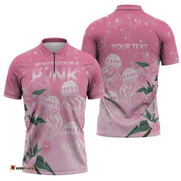 Personalised Pink Boronia of Hope Zipper Polo Shirt Australias Fight Against Breast Cancer LT9