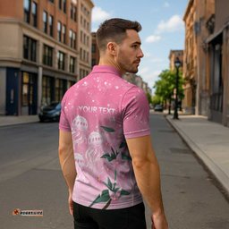 Personalised Pink Boronia of Hope Zipper Polo Shirt Australias Fight Against Breast Cancer LT9