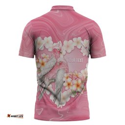 Personalised Pink Galah Australia Valentine's Day Zipper Polo Shirt I Love You With All My Heart LT14