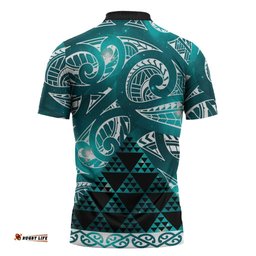 Matariki New Zealand Zipper Polo Shirt NZ Niho Taniwha Maori New Year Cyan Galaxy LT14