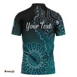 Personalised Ovarian Cancer Awareness Zipper Polo Shirt Teal Ribbon Aboriginal Art LT05