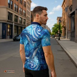 New Zealand Humpback Whale Matariki Zipper Polo Shirt Maori New Year Taniko Niho Taniwha LT14