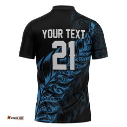 New Zealand Lawn Bowls Custom Zipper Polo Shirt Blue Maori Warrior Tribal Silver Fern LT9