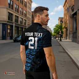 New Zealand Lawn Bowls Custom Zipper Polo Shirt Blue Maori Warrior Tribal Silver Fern LT9