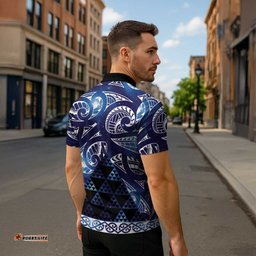 Matariki New Zealand Zipper Polo Shirt NZ Niho Taniwha Maori New Year Blue Galaxy LT14