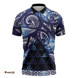 Matariki New Zealand Zipper Polo Shirt NZ Niho Taniwha Maori New Year Blue Galaxy LT14