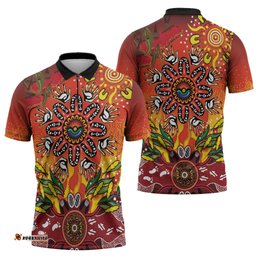 NAIDOC Week 2026 Zipper Polo Shirt 50 Years of Deadly Aboriginal Dot Art LT9