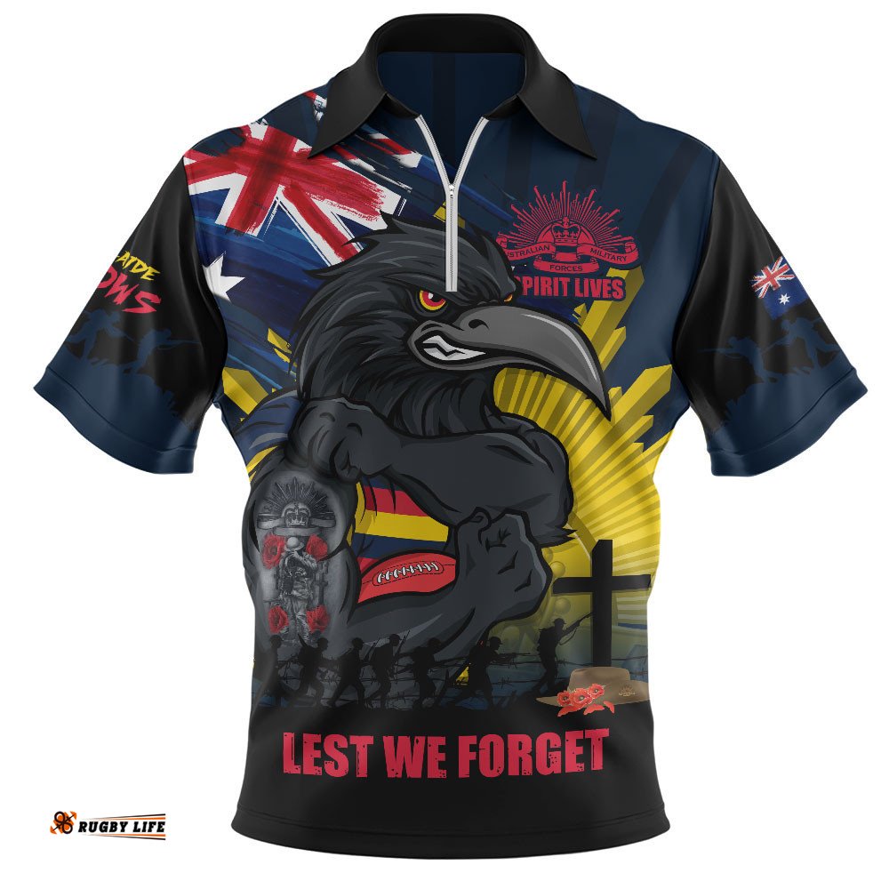 Adelaide Crows Zip Polo Shirt ANZAC Day Honour And Football Legacy