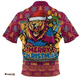 Brisbane Lions Zip Polo Shirt Festive Holiday Merry Christmas Vibe