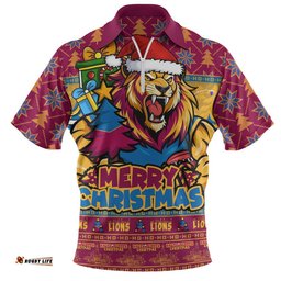 Brisbane Lions Zip Polo Shirt Festive Holiday Merry Christmas Vibe