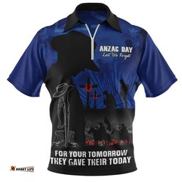 Australia Zip Polo Shirt Anzac Day United In Spirit For Those Served All Remember